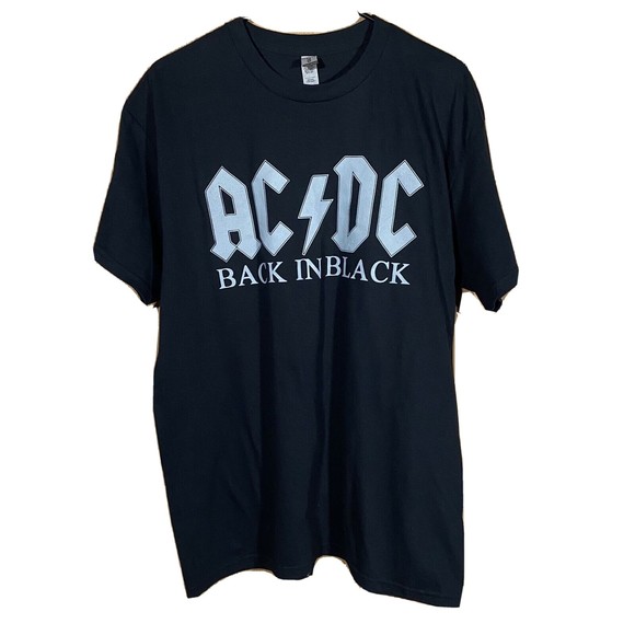 ACDC T-Shirt Unisex Sz Large Back In Black Graphic Band Tee - Picture 1 of 5